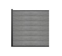 Cloture de jardin Vente-Unique.com Panneaux de clôture à enterrer H.181 cm - kit 7 lames composite + 1 poteau gris clair - ENOLA