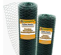 Clôture à Mailles losangées Aquagart Maille hexagonale Verte I Maille Fine 13 x 13 mm I Grillage à 6 Coins Fil de Lapin 0,8 mm (Vert 50cm, 40m)