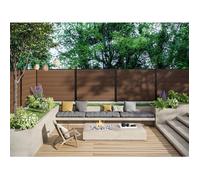 Clôture à poser effet bois H148 cm - Kit de 9 lames en composite co-extrudé + 1 poteau anthracite - PALIZO