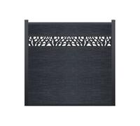 Clôture à poser H 181 cm - Kit 7 lames en composite avec décor + 2 poteaux anthracite - ENOLA