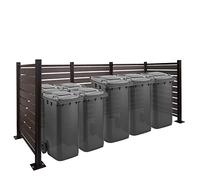 Alu Clôture pour poubelles HWC-K57, Cache-Poubelle, Aspect Bois Extensible 130x300x110cm - Gris