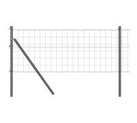 Clôture avec poteau gris en acier et PVC 0,4 x 10 m kit complet pour jardin terrasse balcon extérieur, panneau rigide palissade occultant lame barrière séparation intimité