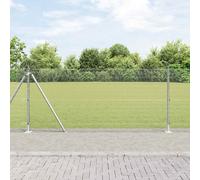 vidaXL Clôture en fil soudé avec 7 poteaux flangués 0,8x10 m en acier galvanisé