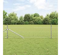 Clôture Hexagonale Vidaxl Grise 0.4x25 M Acier, Poteaux De Clôture Vidaxl Avec Plaques De Base 13 Pcs Ø32mm 50cm Acier Galvanisé