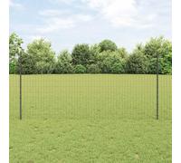 Clôture avec poteaux gris 1,2 x 25 m en acier et PVC, résistante aux UV, idéale pour jardin et terrasse, kit de clôture de jardin durable