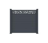 Clôture brise-vue en aluminium - CASANOOV - Kit complet - Motif Galets - Gris anthracite - 189 x 166 cm