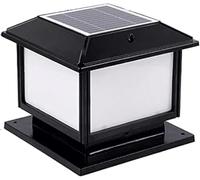 Clôture Carrée Pilier Lumière Solaire Poteau Cap Lumières Montage Pilier Vintage Lampadaire Portique Colonne Lampe Frontale Clôture LED Bronze Pilier Lumière Ex, Black, 9.8in*8.6in