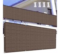 Clôture de balcon avec œillets et attaches pour jardin, protection UV, 115 x 500 cm, marron, durable pour espaces extérieurs et terrasses