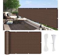 Clôture de balcon de jardin - 135 x 400 cm - Résistante aux UV - 185 g/m² - Avec corde et attaches - Marron - Parfaite pour une utilisation en extérieur et terrasse - Brise-vue durable