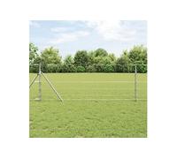 Clôture de champ vidaXL 0.8x50 m Acier galvanisé, Poteaux de clôture vidaXL 13 pcs Ø32 mm 120 cm Acier galvanisé