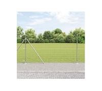 Clôture De Champ Vidaxl 1.4x50 M Acier Galvanisé, Poteaux De Clôture Vidaxl Avec Plaques De Base 13 Pcs Ø32mm 78.5cm Acier Galvanisé