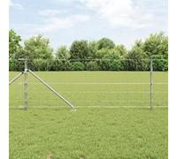 Clôture De Champ Vidaxl 0,8x25 M Acier Galvanisé, Poteaux De Clôture Vidaxl Avec Ancrage En Pointe 13 Pcs Ø32 Mm 100 Cm Acier Galvanisé