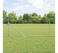 Clôture De Champ Vidaxl 0,8x25 M Acier Galvanisé, Poteaux De Clôture Vidaxl Avec Ancrage En Pointe 13 Pcs Ø32 Mm 100 Cm Acier Galvanisé