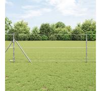 Clôture De Champ Vidaxl 0.8x25 M En Acier Galvanisé, Poteaux De Clôture Vidaxl 13 Pcs Ø32 Mm 120 Cm En Acier Galvanisé
