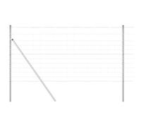 Clôture De Champ Vidaxl 1,2x25 M Acier Galvanisé, Poteaux De Clôture Vidaxl 13 Pcs Ø32 Mm 170 Cm Acier Galvanisé