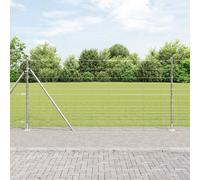 Clôture De Champ Vidaxl 1,2x50 M En Acier Galvanisé, Poteaux De Clôture Vidaxl Avec Plaques De Base 13 Pcs Ø32mm 68,5cm En Acier Galvanisé