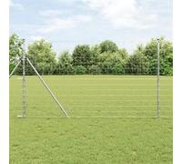 Clôture De Champ Vidaxl 1.4x25 M Acier Galvanisé, Poteaux De Clôture Vidaxl 13 Pcs Ø32 Mm 190 Cm Acier Galvanisé