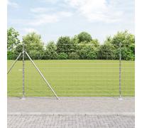 Clôture De Champ Vidaxl 1.4x50 M En Acier Galvanisé, Poteaux De Clôture Vidaxl Avec Bases 13 Pcs Ø32mm 78.5cm En Acier Galvanisé