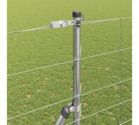 Clôture De Champ Vidaxl 1,6x25 M Acier Galvanisé, Poteaux De Clôture Vidaxl 13 Pcs Ø32 Mm 210 Cm Acier Galvanisé