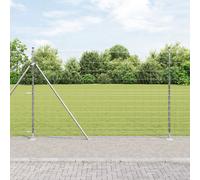 Clôture De Champ Vidaxl 1.6x25 M En Acier Galvanisé, Poteaux De Clôture Vidaxl Avec Bases 13 Pcs Ø32mm 88.5cm En Acier Galvanisé