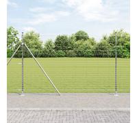 Clôture De Champ Vidaxl 1,6x25 M En Acier Galvanisé, Poteaux De Clôture Vidaxl Avec Bases 13 Pcs Ø32mm 88,5cm En Acier Galvanisé