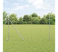 Clôture De Champ Vidaxl 1,6x50 M En Acier Galvanisé, Poteaux De Clôture Vidaxl 13 Pcs Ø32 Mm 210 Cm En Acier Galvanisé