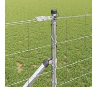 Clôture De Champ Vidaxl 1x50 M Acier Galvanisé, Poteaux De Clôture Vidaxl Avec Pointe 13 Pcs Ø32 Mm 120 Cm Acier Galvanisé