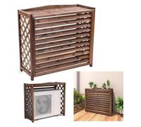 Clôture de climatiseur, clôture de poubelle, Écran en bois, support de fleurs for climatiseurs, grilles en bois massif autoportantes for climatiseurs et pompes à chaleur(120x57x100cm)