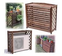 Clôture de climatiseur, clôture de poubelle, Support de fleurs for climatiseur en bois, grille de protection cachée, écran de confidentialité for extérieur(110x50x85cm)