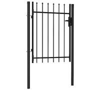 Clôture de jardin - 1 x 1,2 m - Avec pointes de lance - En acier noir - Pour une barrière sûre - Durable et résistant aux intempéries