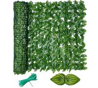 Clôture de jardin 3 x 0,5 m treillis de lierre artificiel feuilles clôture de confidentialité panneaux pour plantes, balcon, extérieur, haie artificielle de feuilles de lierre