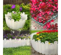 Clôture de jardin à 10 panneaux pour extérieur, facile à assembler, séparateur de parterre de fleurs (blanc)