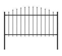 Clôture de jardin à dessus en lance Acier (1,25-1,5)x5,1 m Noir