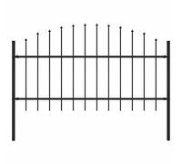 Clôture de jardin à dessus en lance Acier (1-1,25)x8,5 m Noir