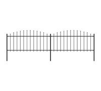 Clôture De Jardin À Dessus En Lance Acier (0,5-0,75)X3,4 M Noir
