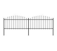 Clôture de jardin en acier VIDAXL - dessus en lance - 1,25-1,5x3,4m - Noir