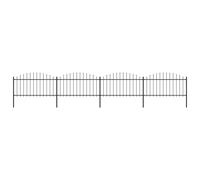 Clôture de jardin à dessus en lance Acier (1,25-1,5)x6,8 m Noir