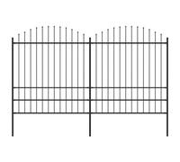 Clôture De Jardin À Dessus En Lance Acier (1,75-2)X3,4 M Noir