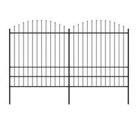 Clôture de jardin - vidaXL - Acier - 1,75-2 x 3,4 m - Noir - Panneaux et poteaux inclus