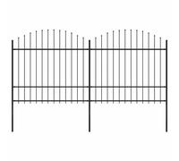 vidaXL Clôture de jardin en acier 1,5–1,75×3,4 m Noir – Panneaux et poteaux inclus
