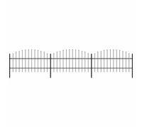 vidaXL Clôture de jardin à dessus en lance Acier 1,5-1,75 x 5,1 m Noir