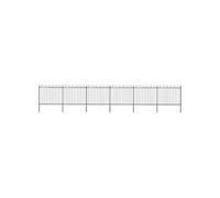 vidaXL Clôture de jardin avec dessus en cerceau Acier 10,2x1,5 m Noir Noir G
