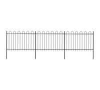 Clôture de jardin avec dessus en cerceau Acier 5,1 x 1,2 m Noir