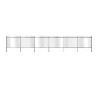 Clôture De Jardin Avec Dessus En Lance Acier 10,2 X 1,5 M Noir