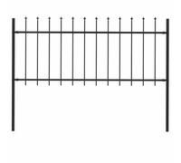 Clôture de jardin avec pointe de lance, en acier, 180 x 80 cm, noir, revêtu par pulvérisation, décorative, pour jardin et parcelle, brise-vue