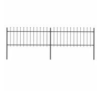 Clôture de jardin avec pointe de lance en acier - 340 x 130 cm - Noir - 2 éléments de clôture et 3 poteaux - Revêtement par pulvérisation - Grille robuste pour jardin et cour - Extensible