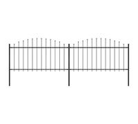 Clôture de jardin avec pointe de lance en acier - 359 x 150 cm - Noir - 2 éléments de clôture et 3 poteaux de 3,4 m de long - Clôture brise-vue stable pour terrain privé - Robuste