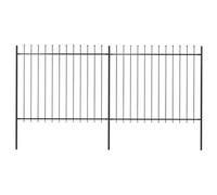 Clôture de jardin avec pointe de lance, en acier revêtu par pulvérisation, 340 x 200 cm, noir, système de clôture robuste pour jardin et terrain, poteaux et accessoires de montage inclus