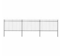 Clôture de jardin avec pointe de lance en acier revêtu par pulvérisation - 510 x 170 cm - Noir - Grille robuste pour jardin et terrain - 3 éléments de clôture - 4 poteaux - Protection durable