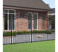 Clôture de jardin avec pointe de lance - Noir - 240 x 190 cm - Acier revêtu par pulvérisation - Métal robuste - Pour jardin, cour et terrain - Brise-vue durable